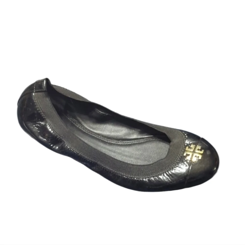 Tory Burch Womens Ballet Flats‎ Jolie Cap Toe Patent Leather Quiet Luxury 8.5